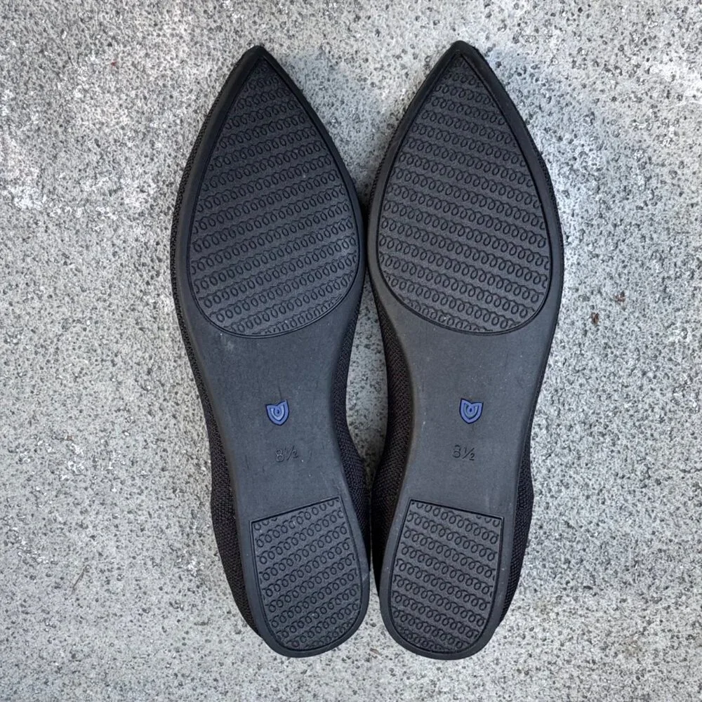 ROTHY'S Black The Point II Shoes Womens 8.5 Black Slip On Flats Rothys Pointed - Picture 6 of 10